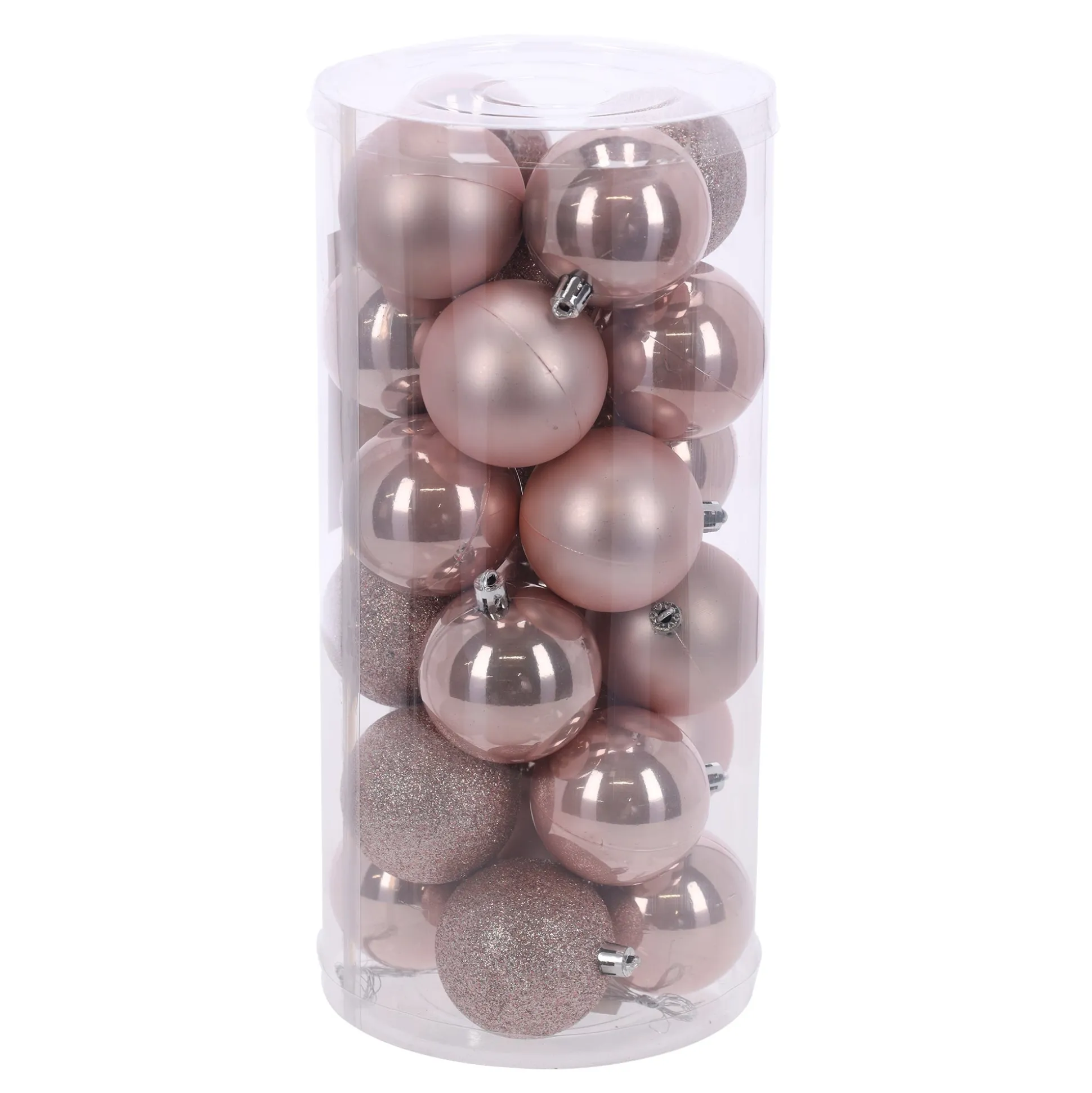 Kerstbal 4cm mix 24st poederroze