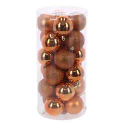 Kerstbal 4cm mix 24st red copper