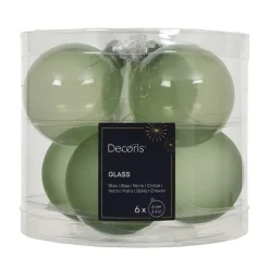 Kerstbal glas glans mat matcha 6 cm 6st.