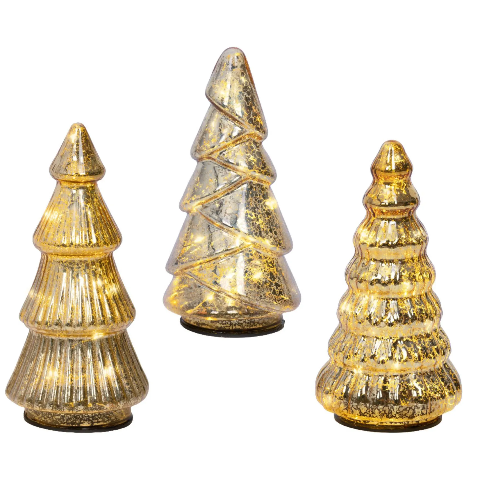 Kerstboom glas led goud 17 cm