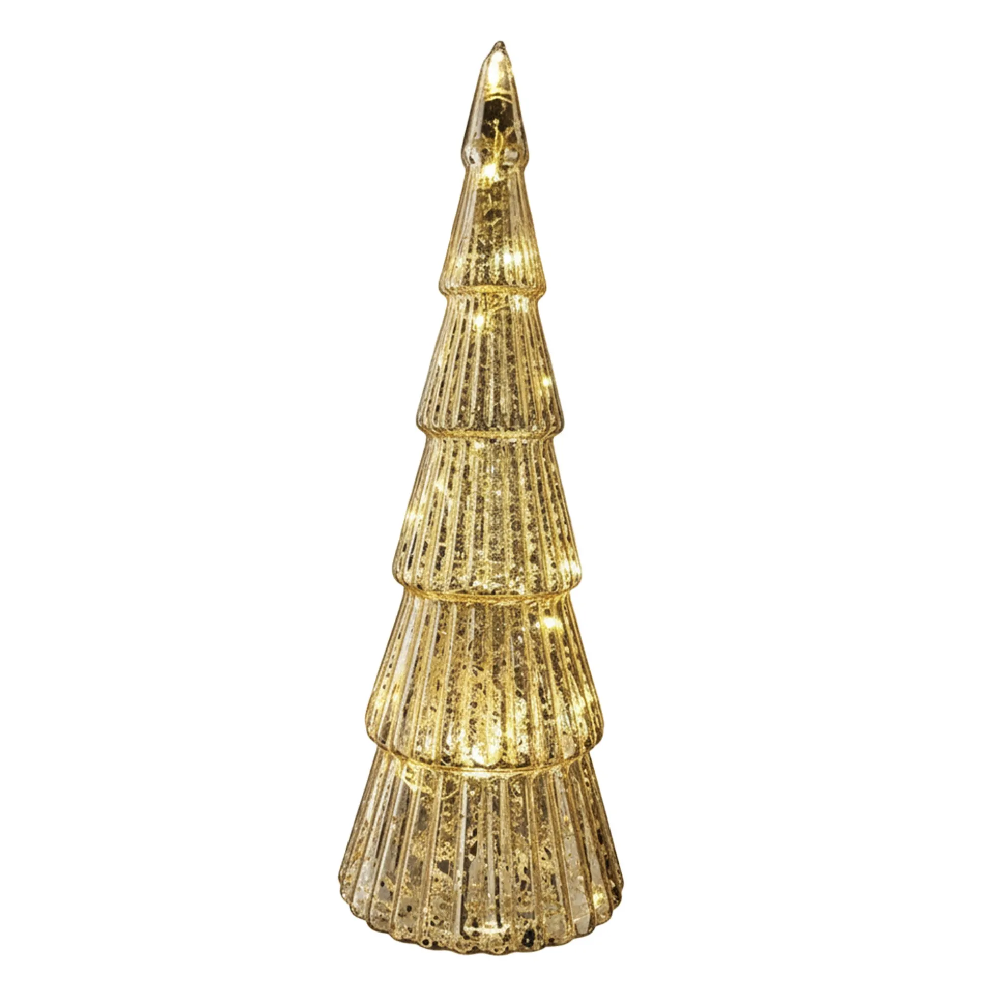 Kerstboom goud glas 29 cm met LED-lampjes