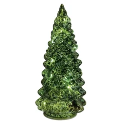 Kerstboom groen glas 23 cm met LED-lampjes