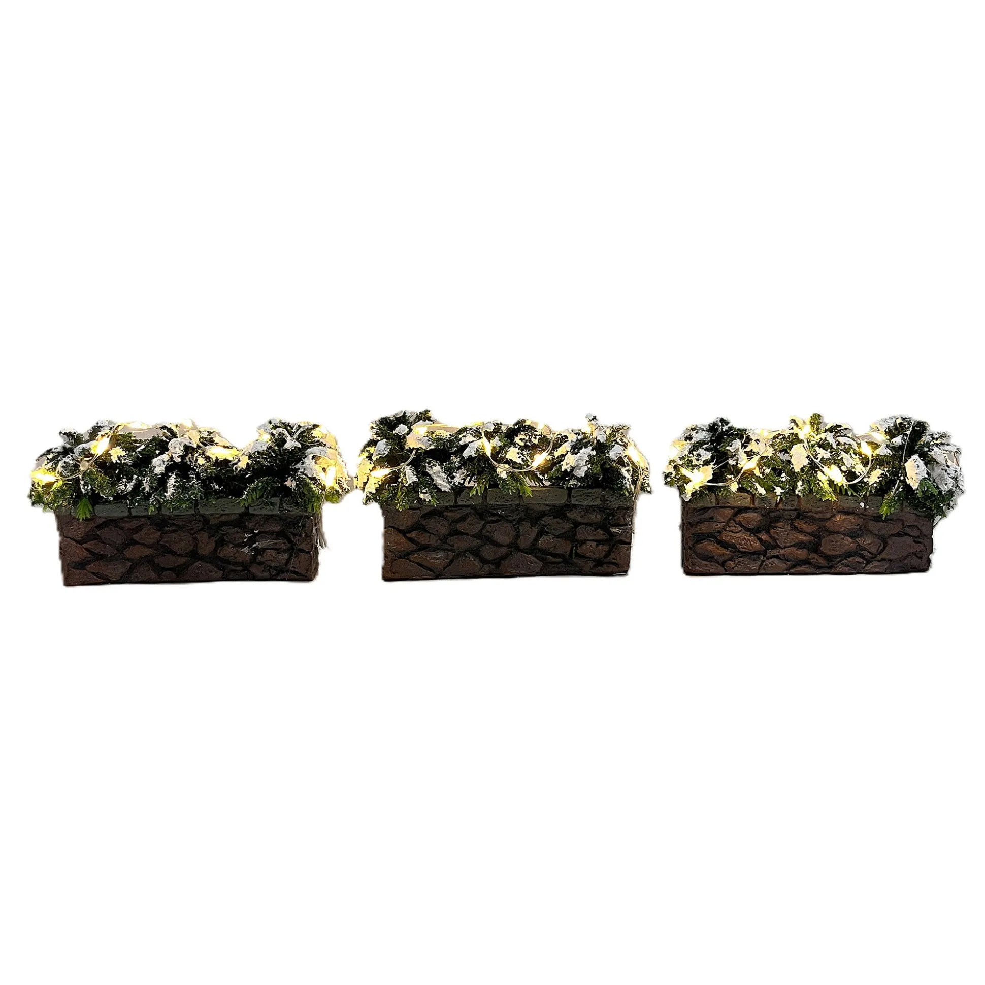 Kerstdorp bak met plant 3-delig
