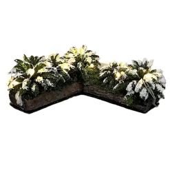 Kerstdorp bak met plant hoek 12x12x5cm