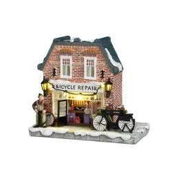 Kerstdorp Fietsenmaker 16x8x14cm