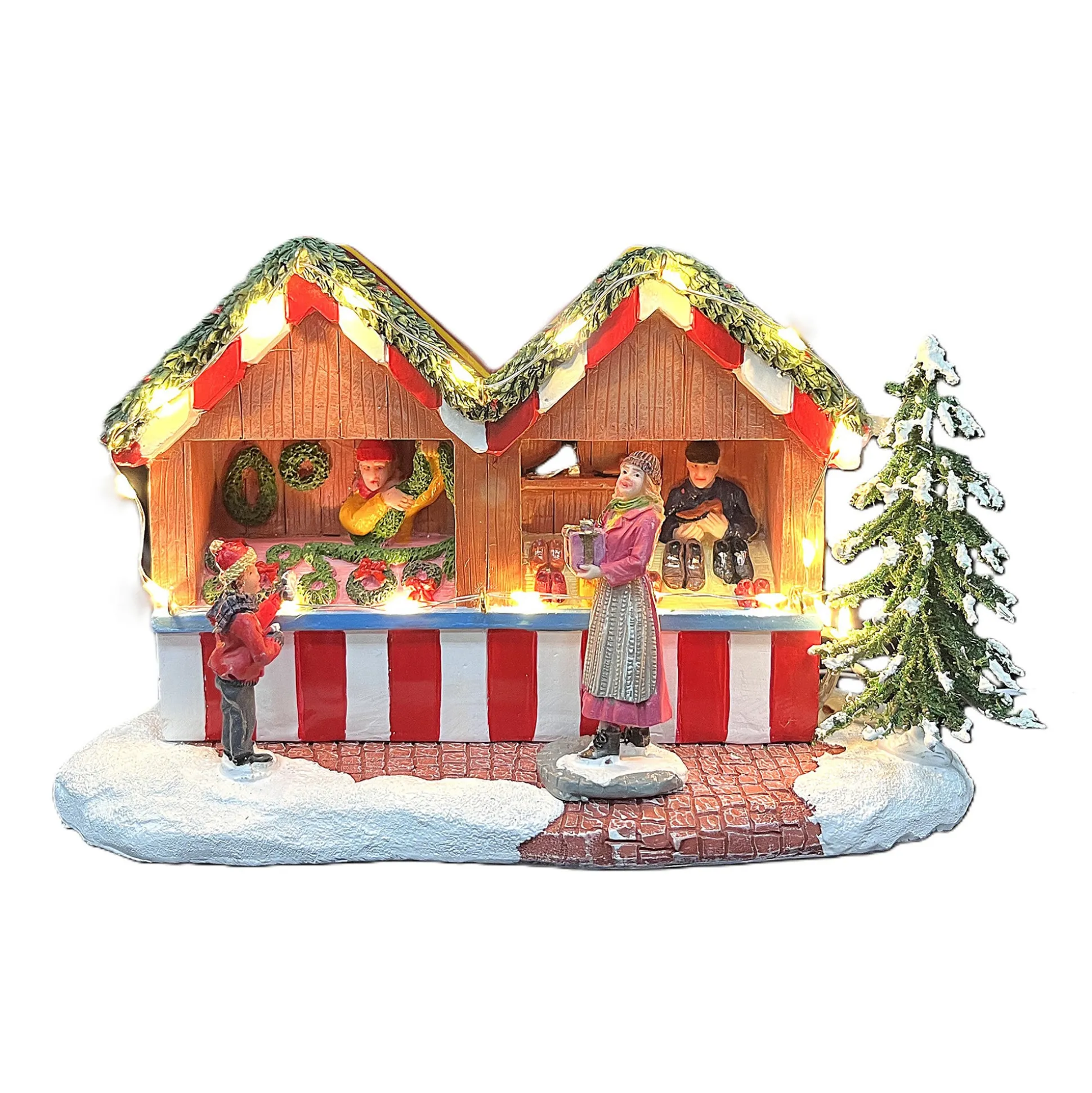 Kerstdorp kerstkraam A 19x8x11cm