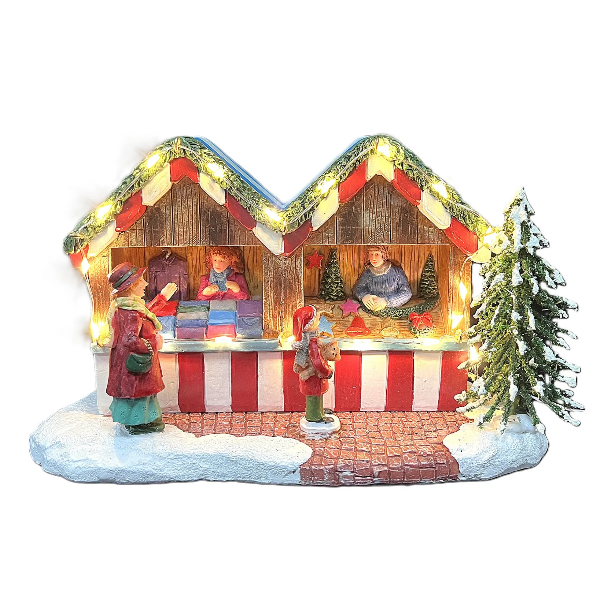 Kerstdorp kerstkraam B 19x8x11cm