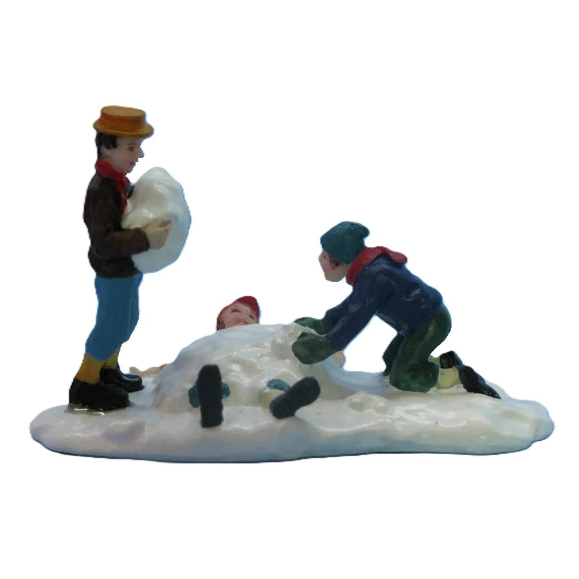 Kerstdorp kinderen in sneeuw