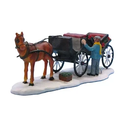 Kerstdorp koets paard 21x8x7cm