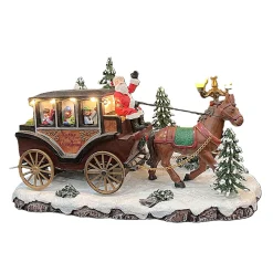 Kerstdorp paard met koets 28x16x16cm