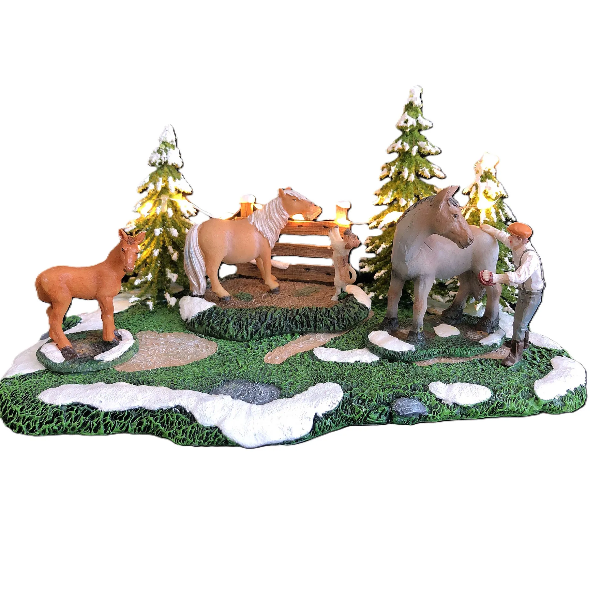 Kerstdorp paarden 25x15x13cm