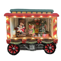 Kerstdorp pakjeswagon 16x8x13cm