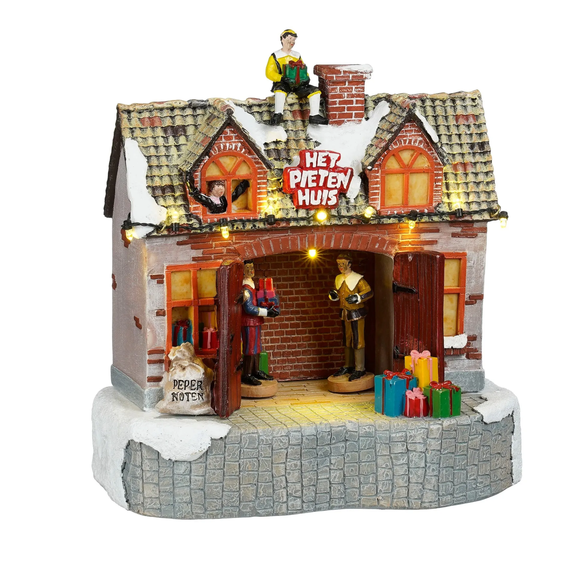 Kerstdorp Pietenhuis 20x12x22cm