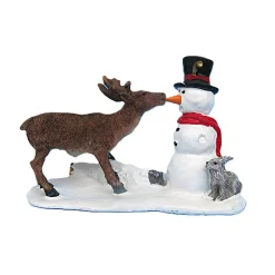 Kerstdorp rendier sneeuwpop