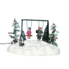 Kerstdorp schommelende kinderen 18x12x15cm