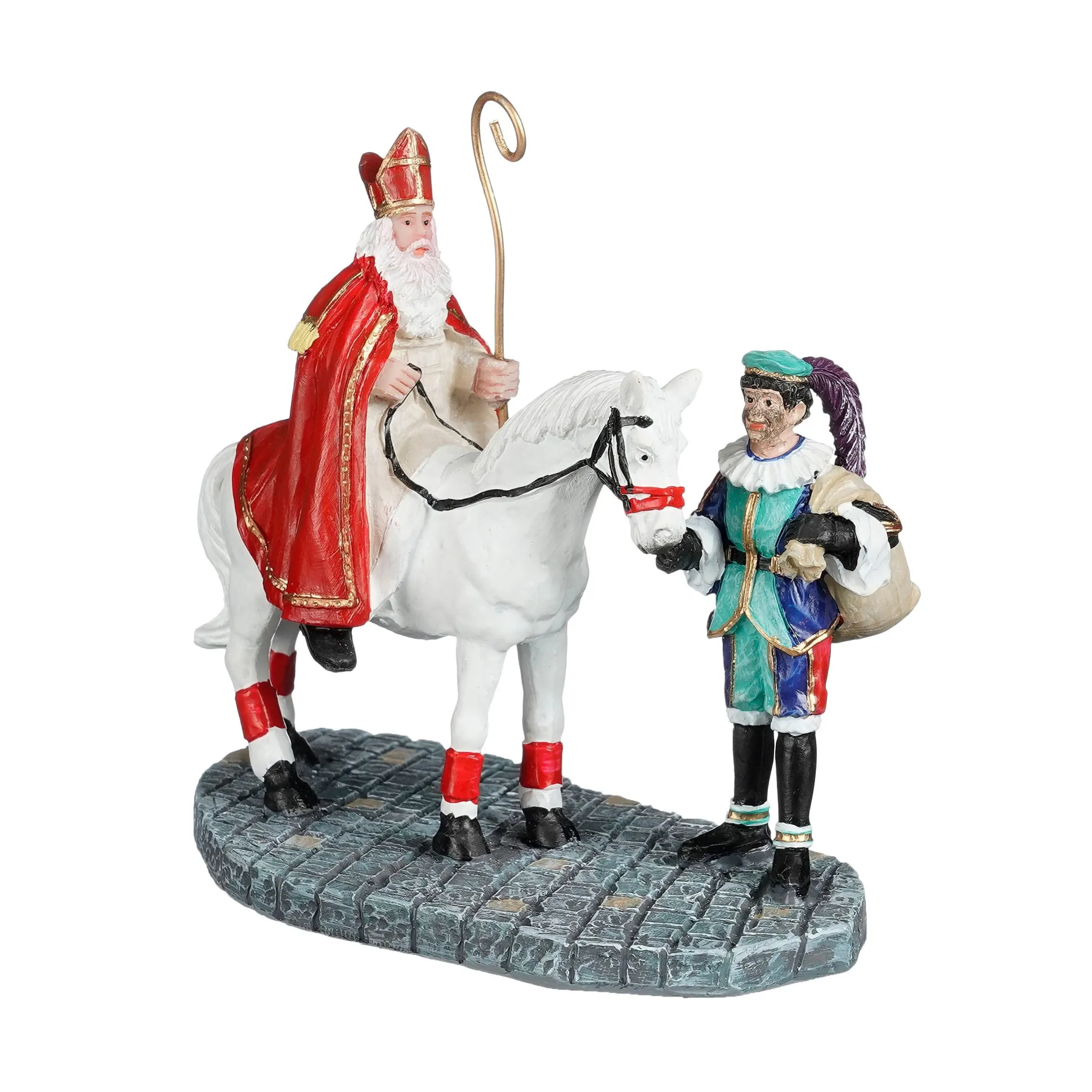 Kerstdorp Sint met paard 10x5x9cm