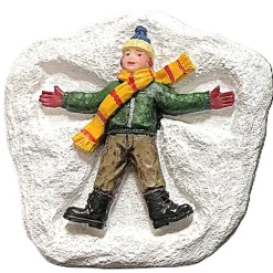 Kerstdorp sneeuwengel jongen 6cm