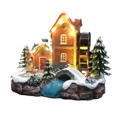 Kerstdorp watermolen 20x15x17cm