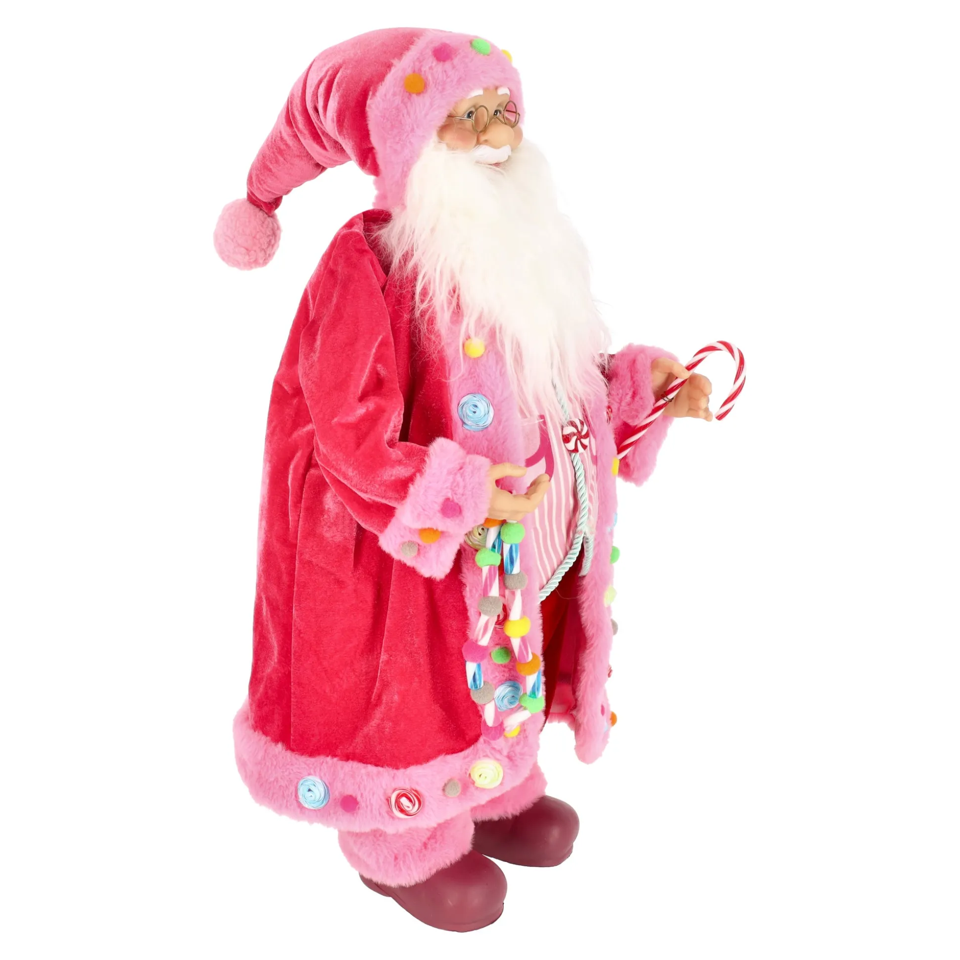 Kerstman 60 cm candy pink
