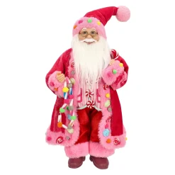 Kerstman 45 cm candy pink