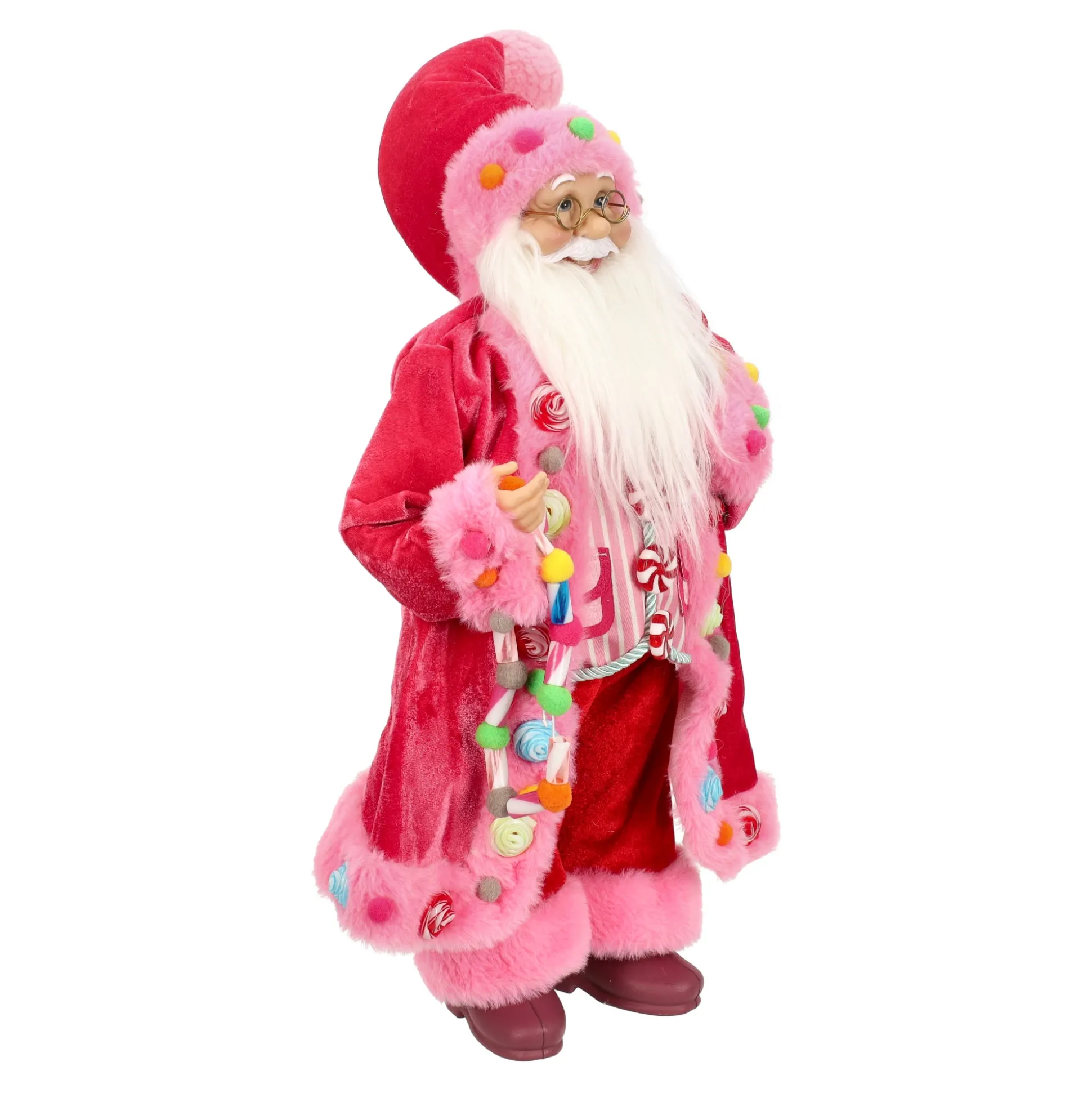 Kerstman 45 cm candy pink