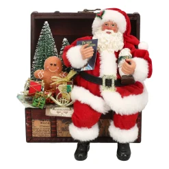 Kerstman 28 cm op kist