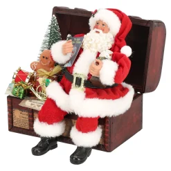Kerstman 28 cm op kist