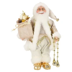 Kerstman 30cm luxe goud