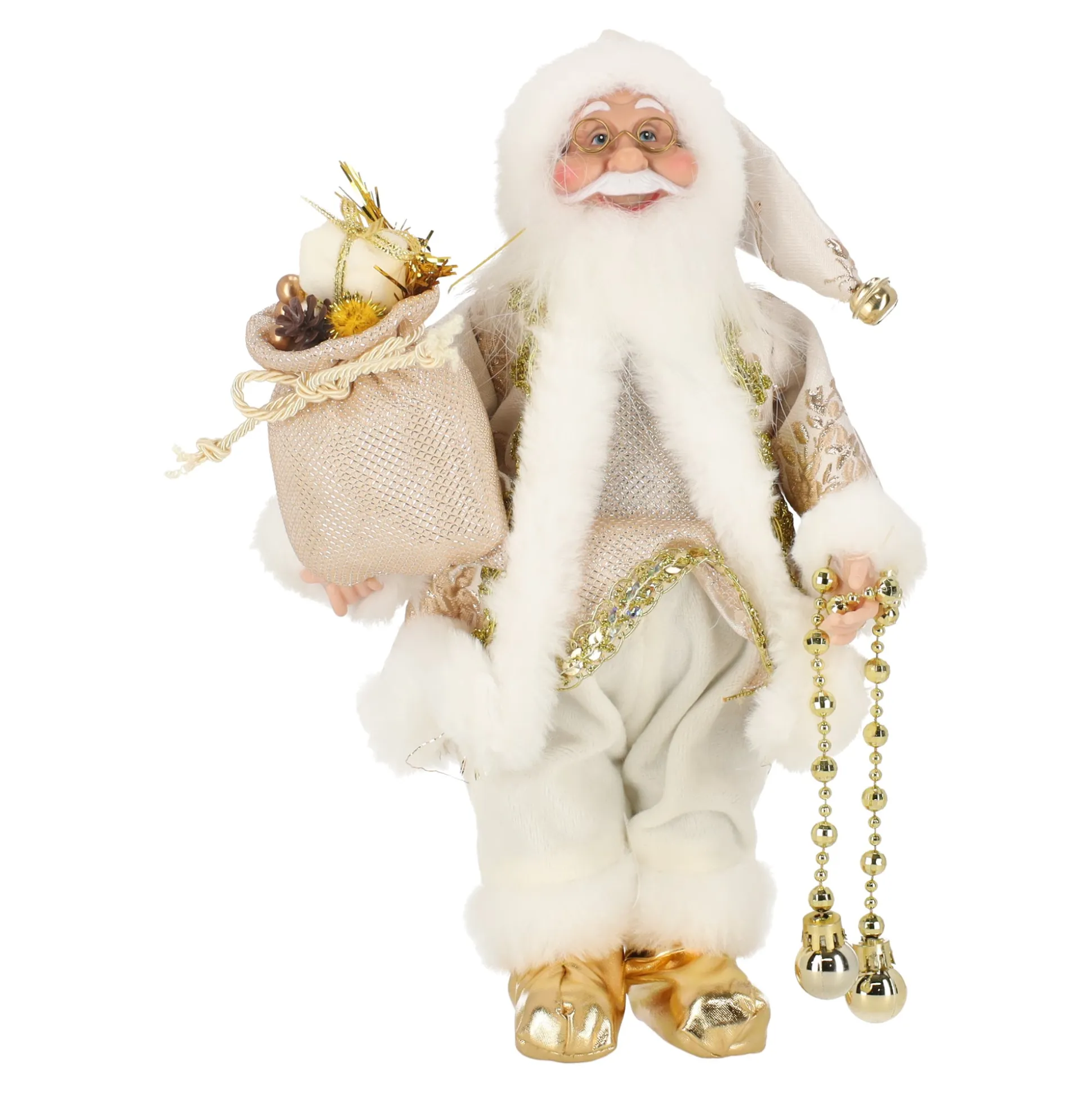 Kerstman 30cm luxe goud