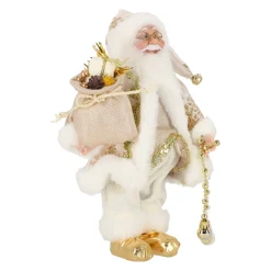 Kerstman 30cm luxe goud
