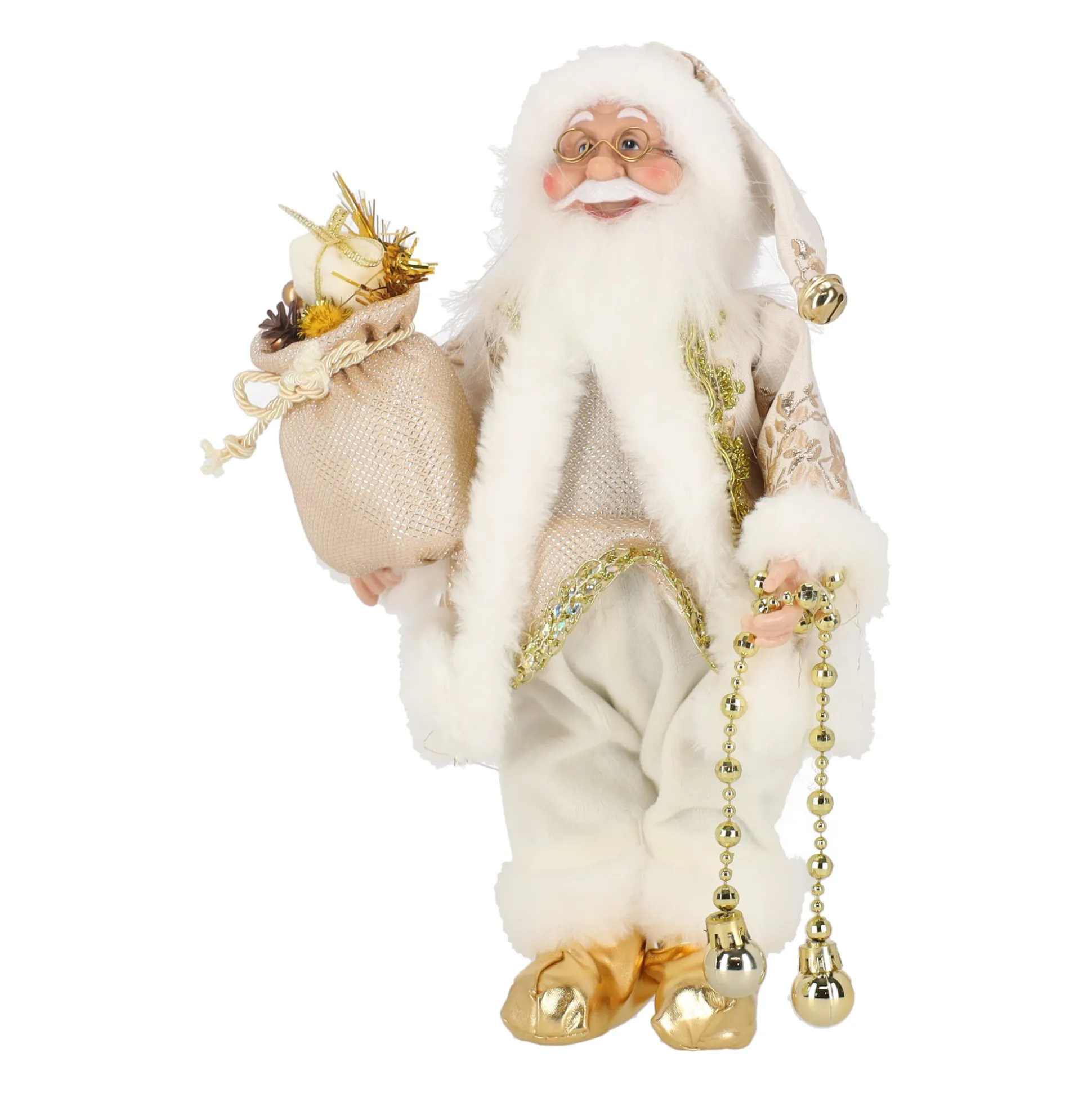 Kerstman 30cm luxe goud