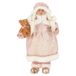 Kerstvrouw 65cm luxe roze