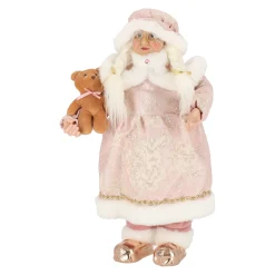 Kerstvrouw 65cm luxe roze
