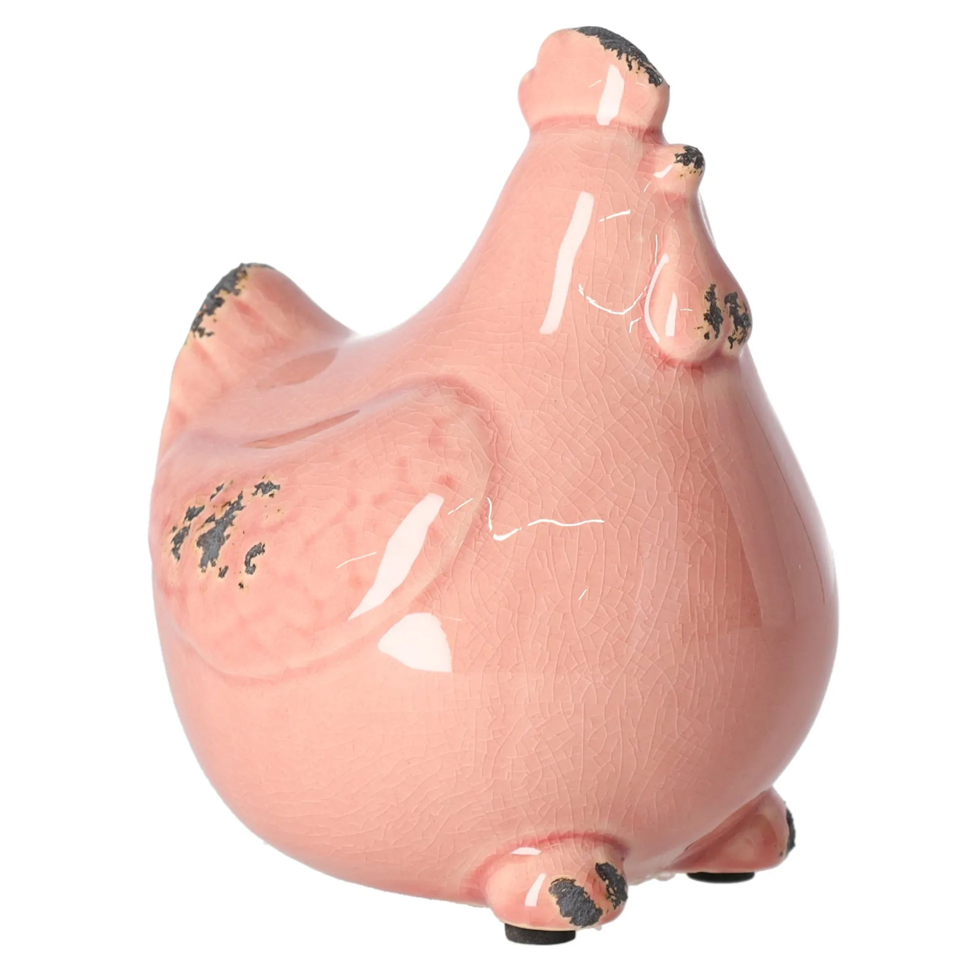 Kip keramiek 15 cm antiek roze