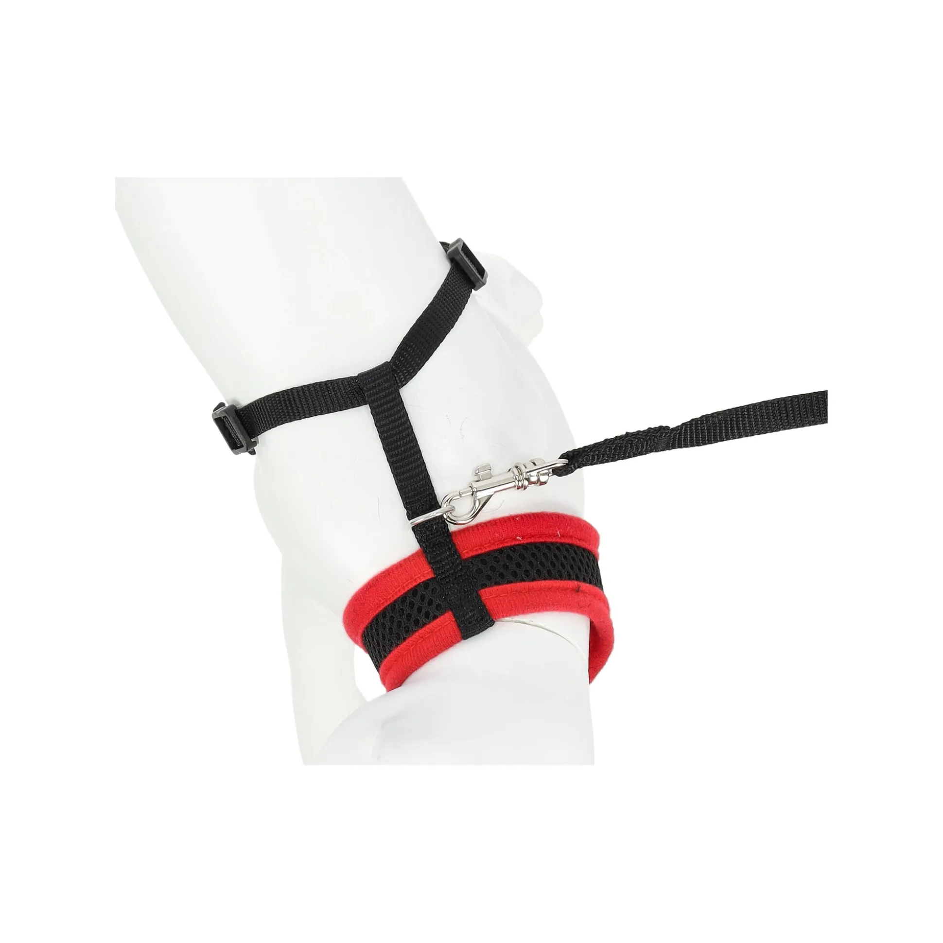 Kittentuig zwart/rood 10mmx110cm