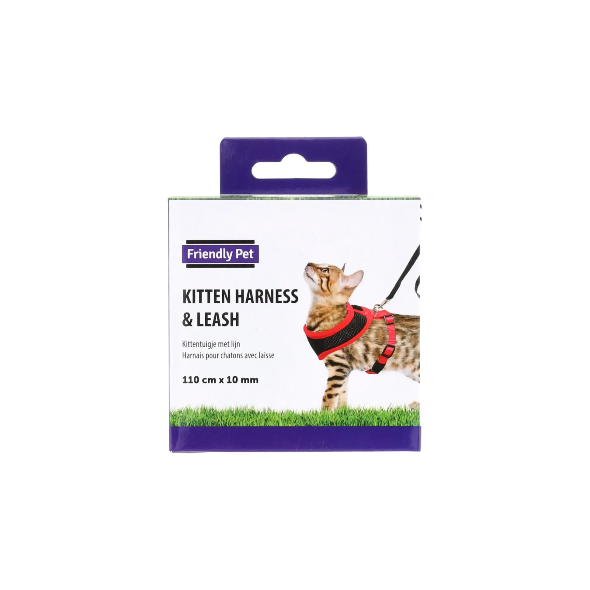 Kittentuig zwart/rood 10mmx110cm