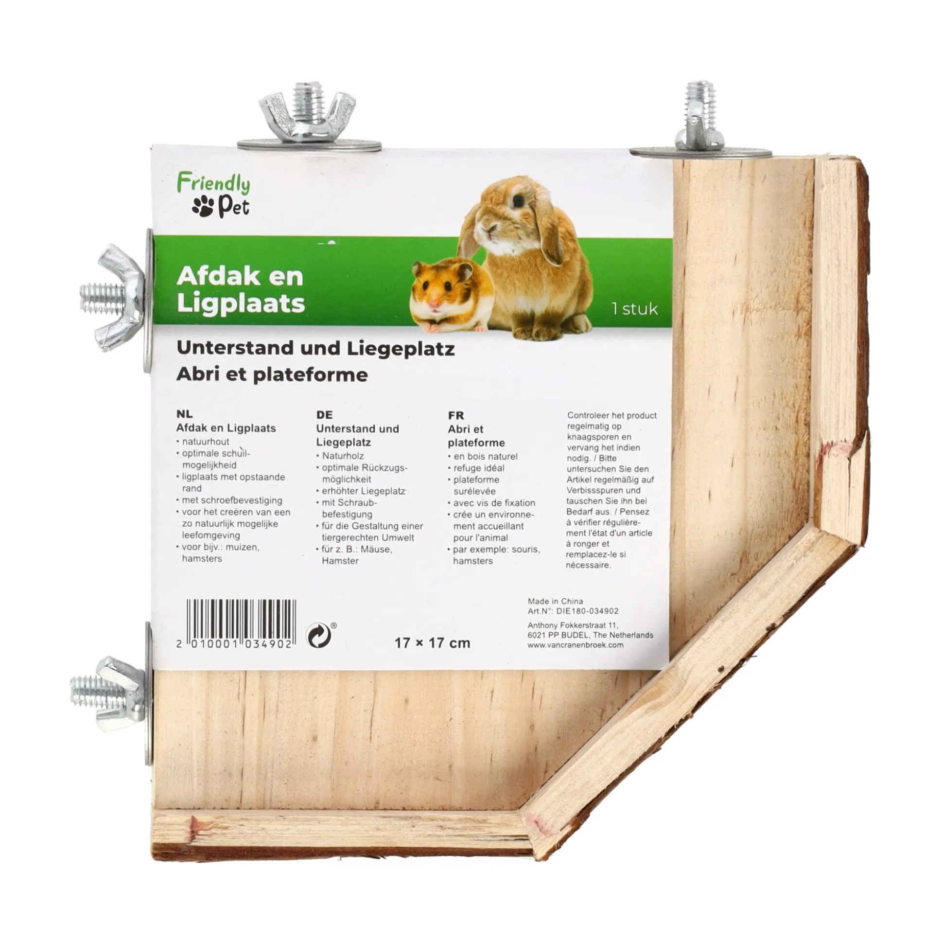 Knaagdier hoek plateau hout 17cm