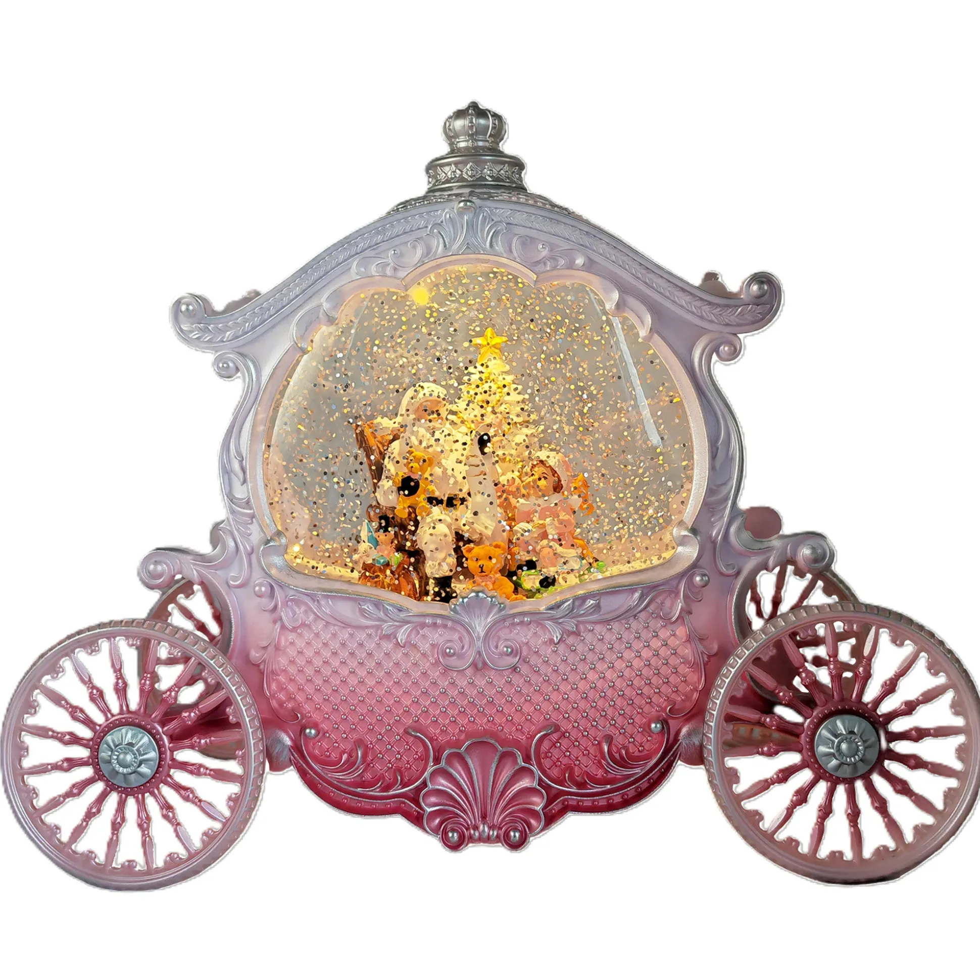 Koets glitter 26cm Roze