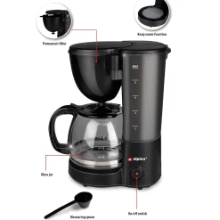Koffiezetapparaat zwart 1,25L 750W