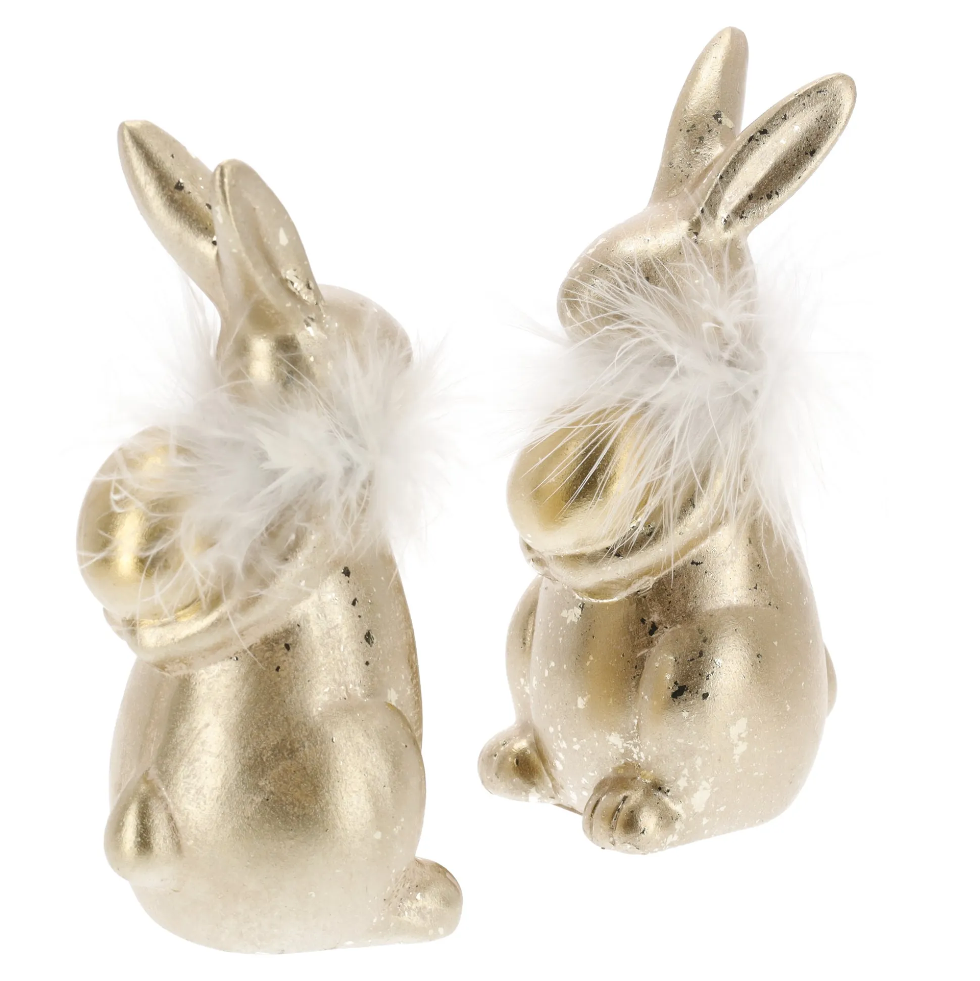Konijn met ei 16cm goud