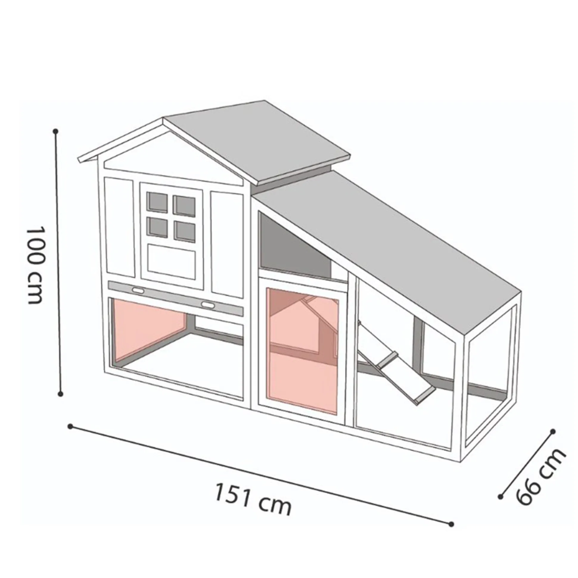 Konijnenhok met ren quincy cottage 151cm