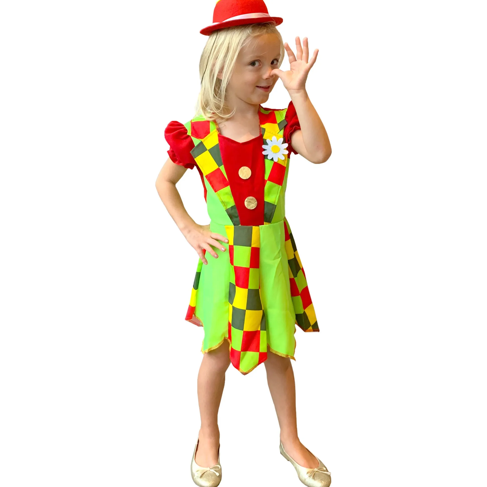 Kostuum clown neon groen 152