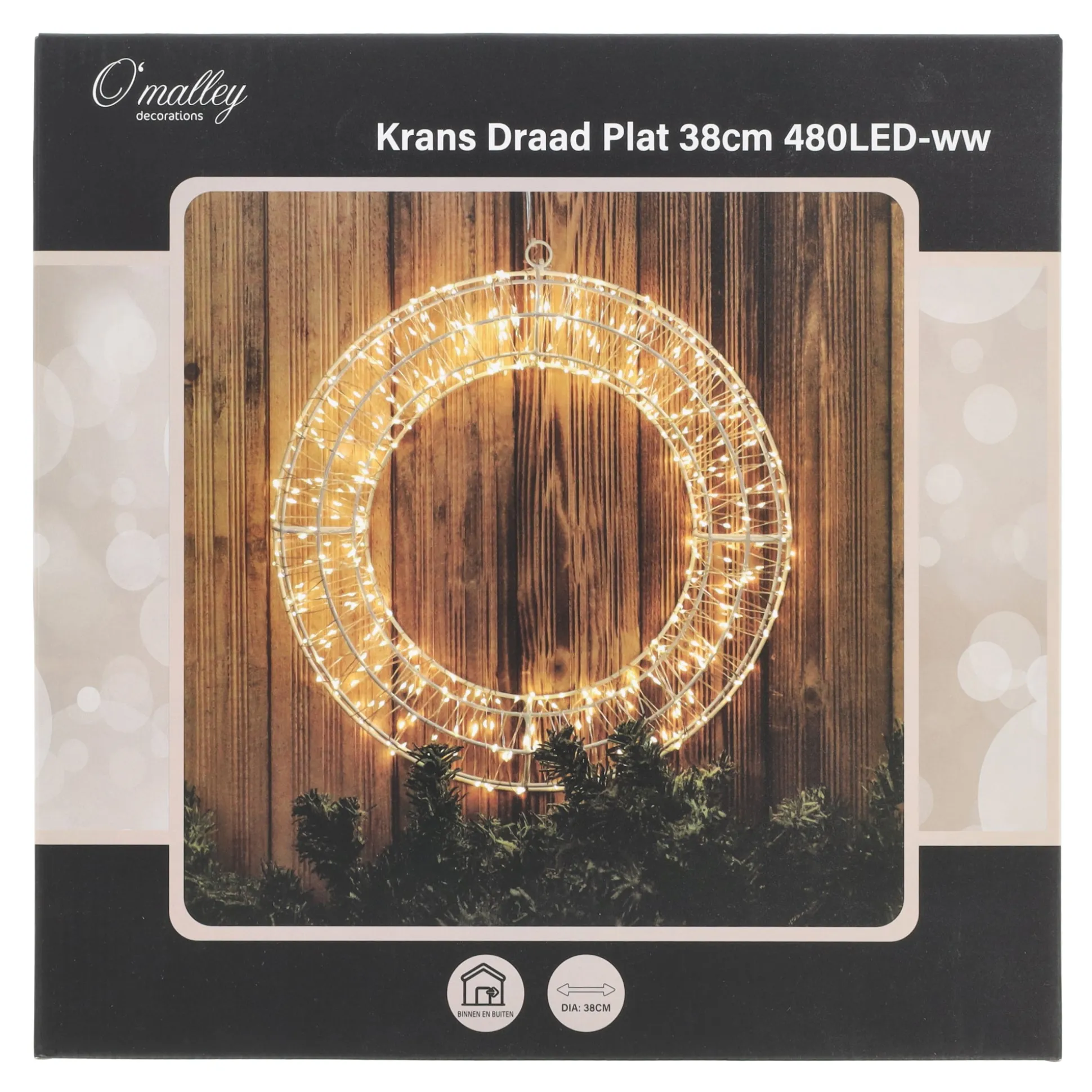 Krans draad plat 38cm 480LED-ww