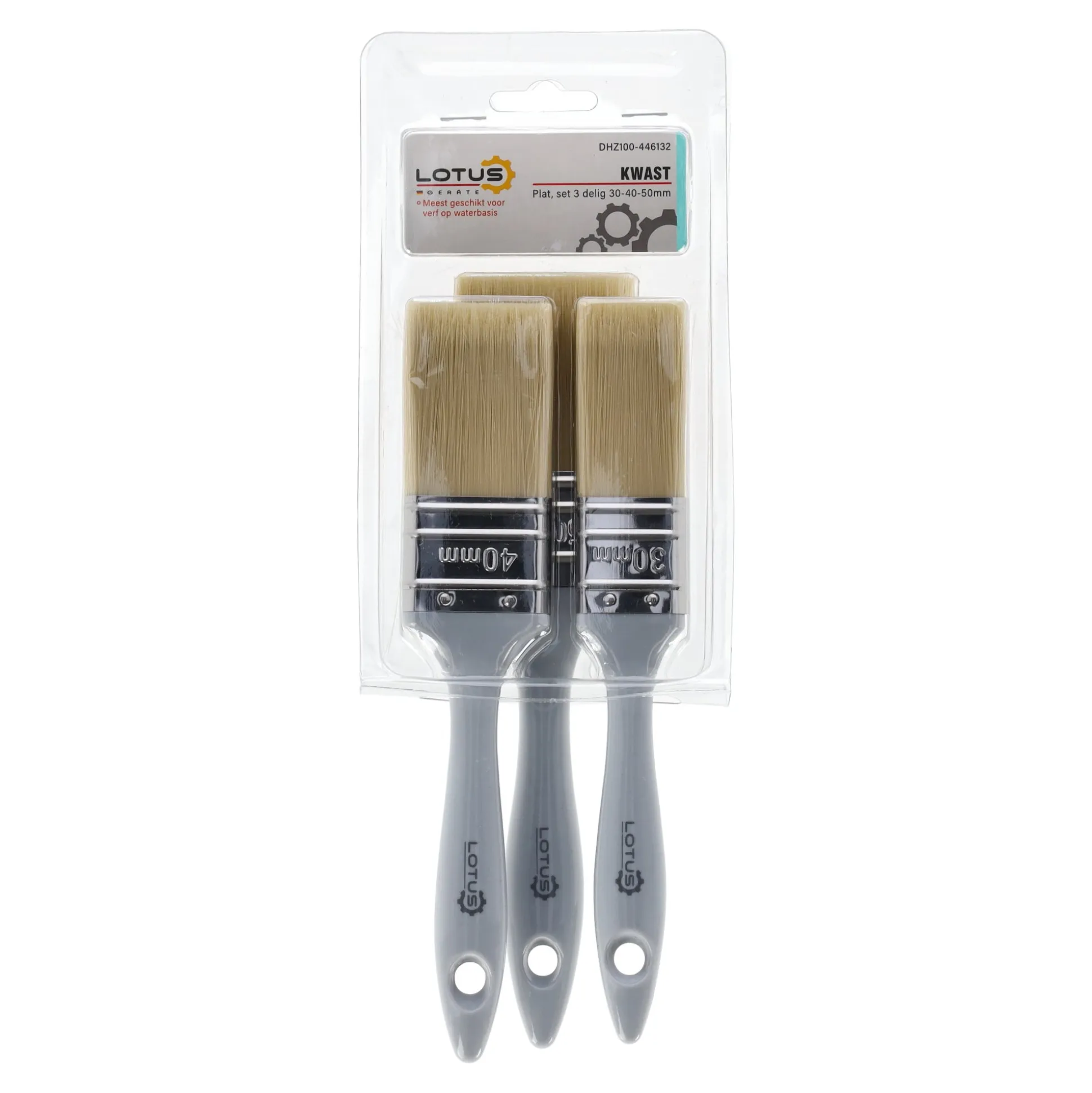 Kwast plat 3-delige set 30-40-50 mm waterbasis Lotus