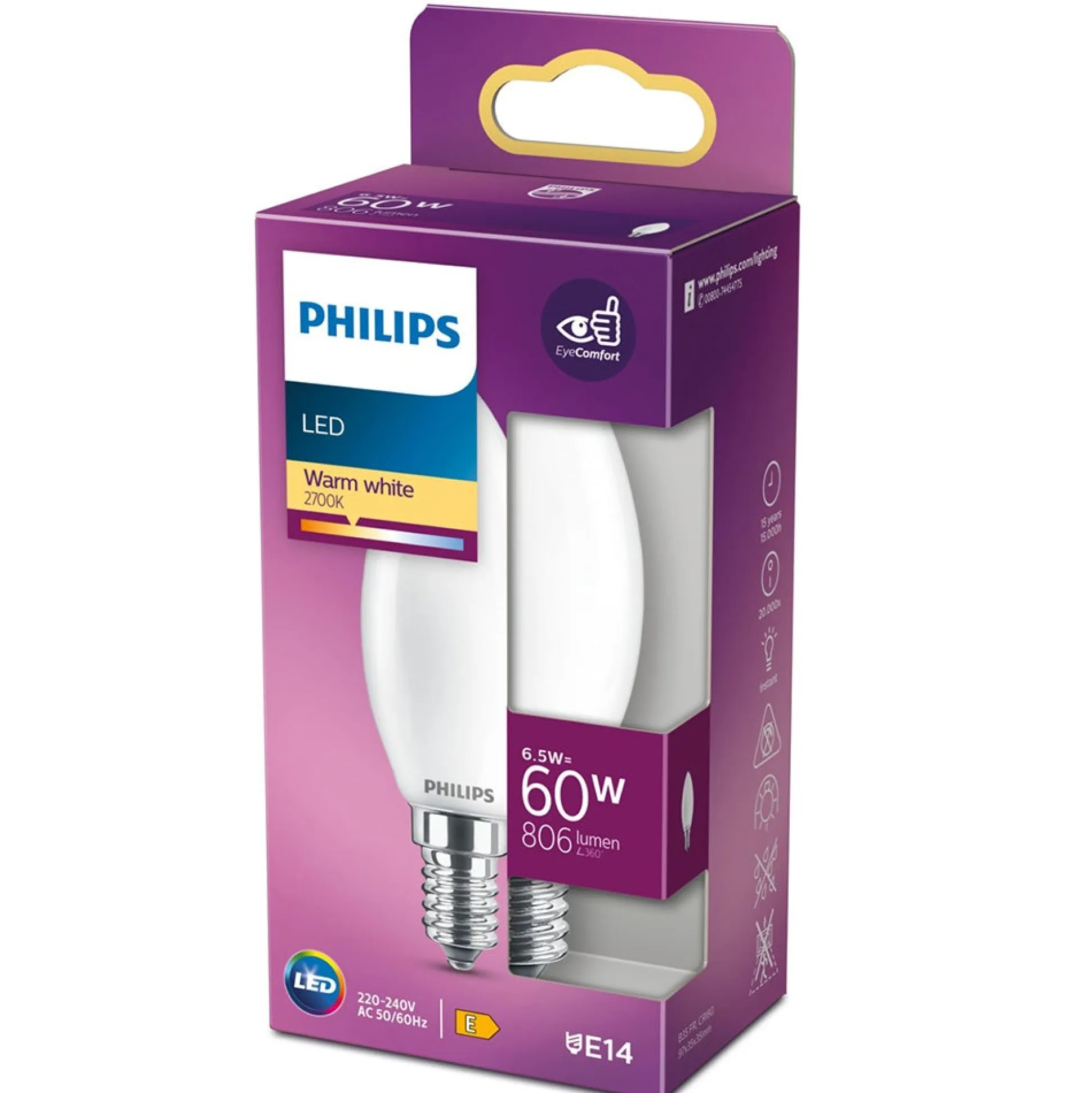 Lamp LED kaars mat 60W E14
