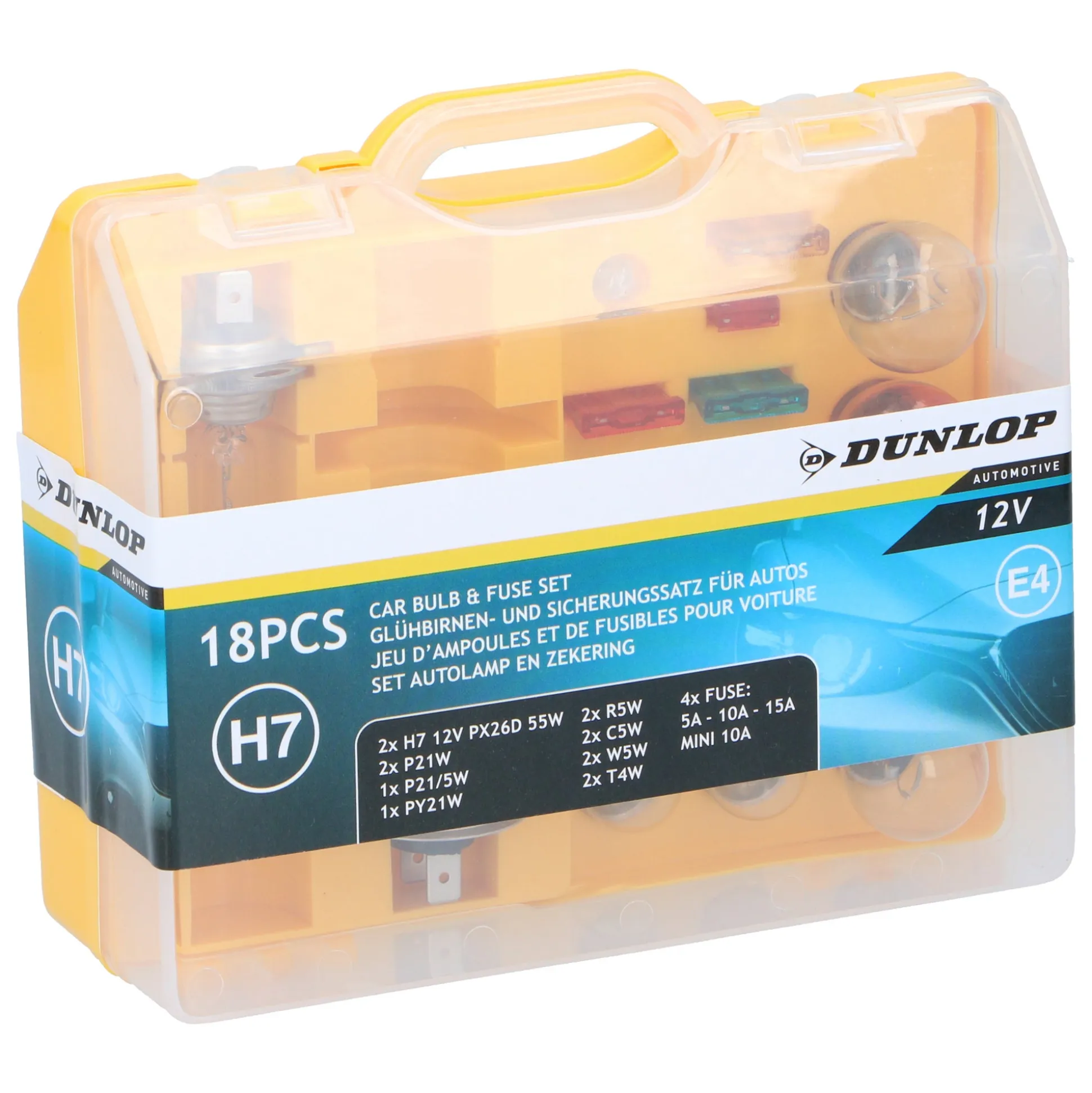 Lampenset 18-delig H7 12V/55W Dunlop