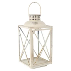 Lantaarn antiek wit 50 cm