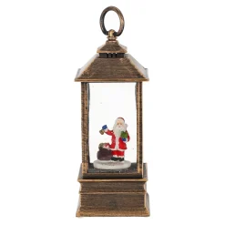 Lantaarn kerstman glitter 22 cm
