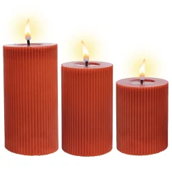 LED Kaars rib melt 3st met rood