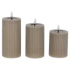 LED Kaars rib melt 3st taupe